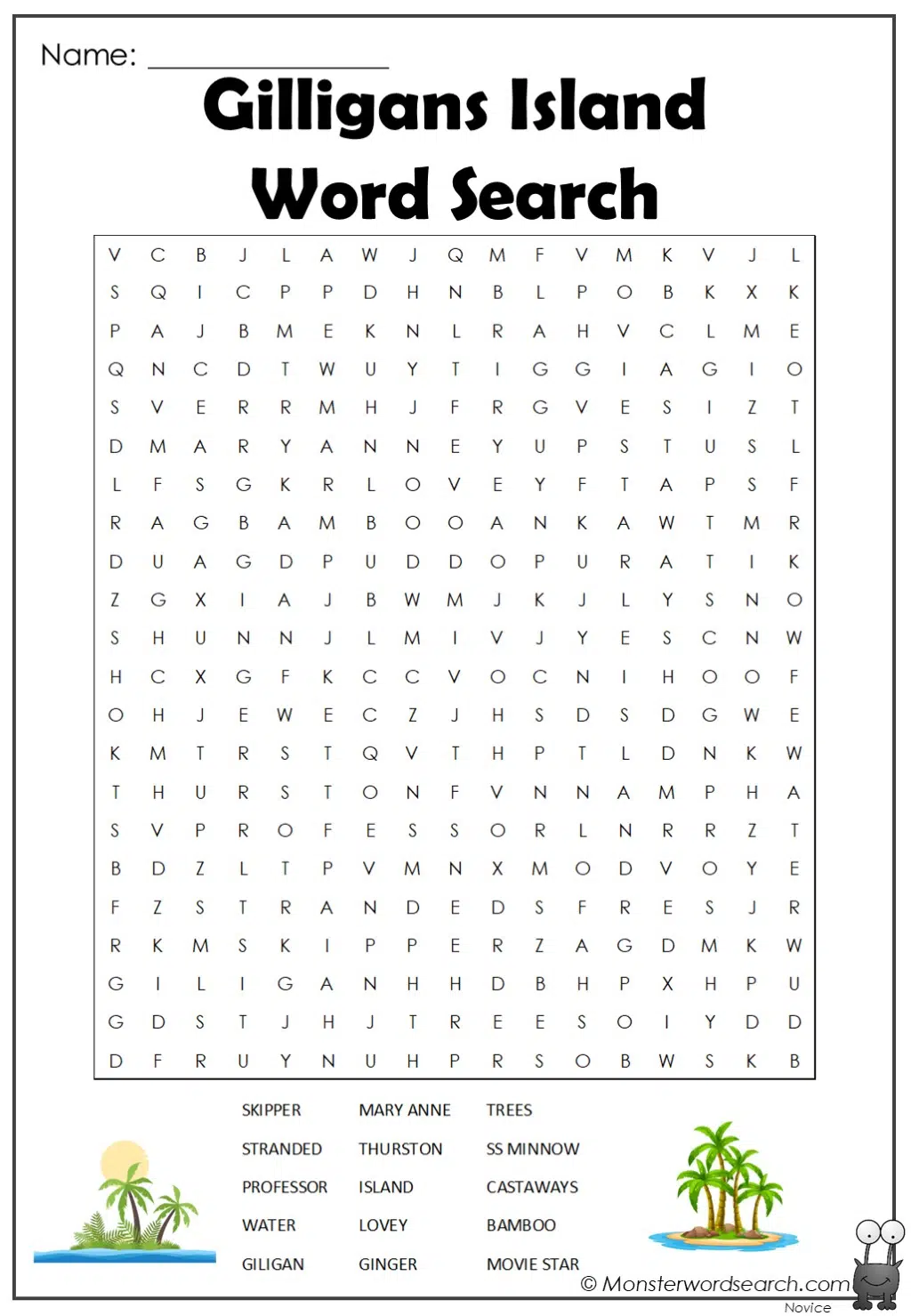 Gilligans Island Word Search